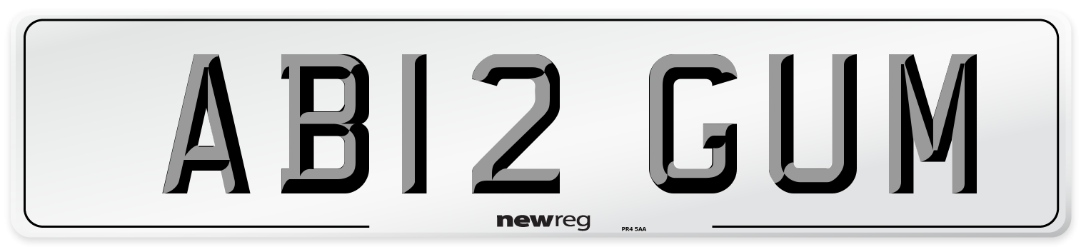 AB12 GUM Number Plate from New Reg